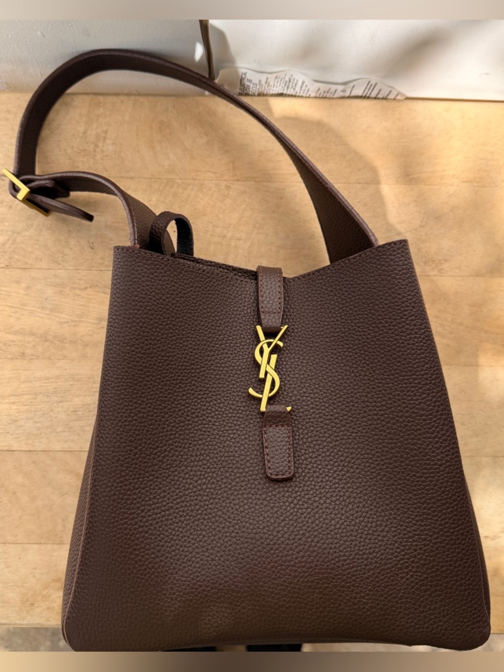 designer-inspired Dark Brown Pebbled Leather Shoulder Bag
